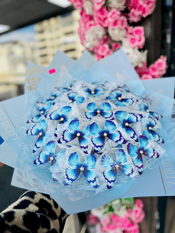  Gaziantep Çiçekçiler - Mavi Kelebek Buketi Işıklı