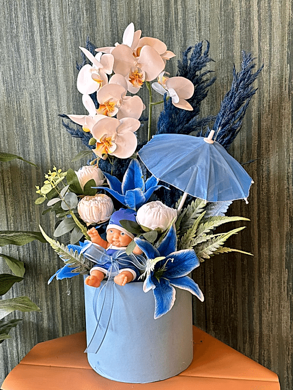  Gaziantep Çiçekçiler - Kutuda Yapay Orkide & Lilyum Bebek Çiçeği