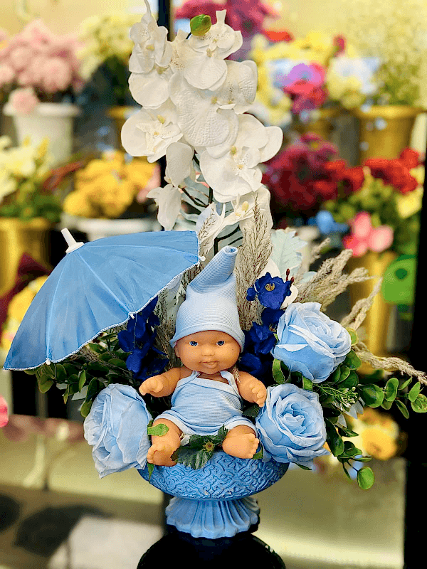 Gaziantep Çiçek Siparişi - Mavi Orkideli Erkek Bebek Çiçeği