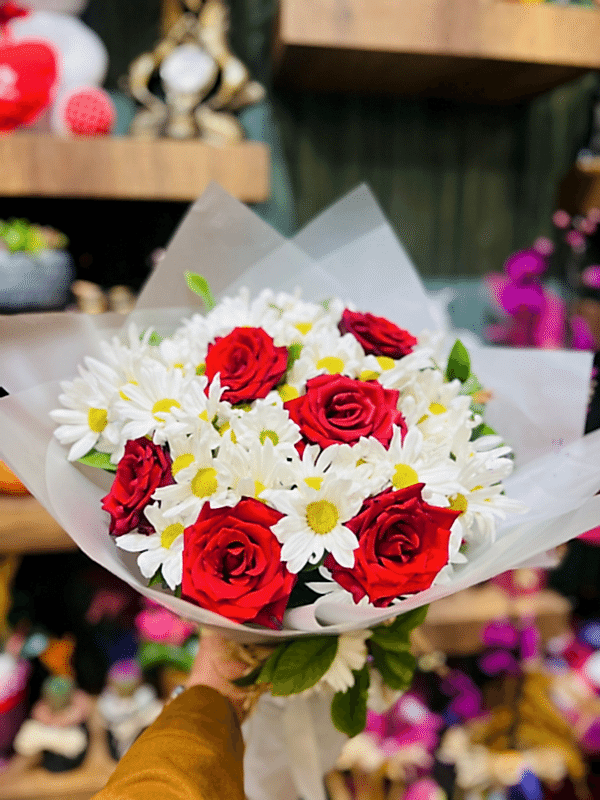  Gaziantep Çiçekçiler - Papatya Kırmızı Gül Uyumu