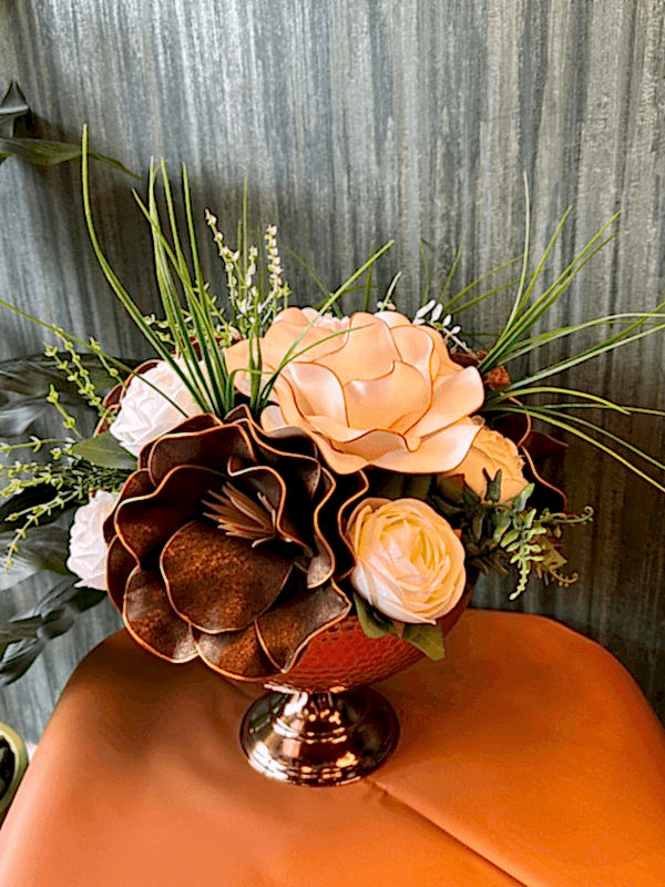  Gaziantep Çiçekler - Şık Metal  Vazoda Yapay Çiçek