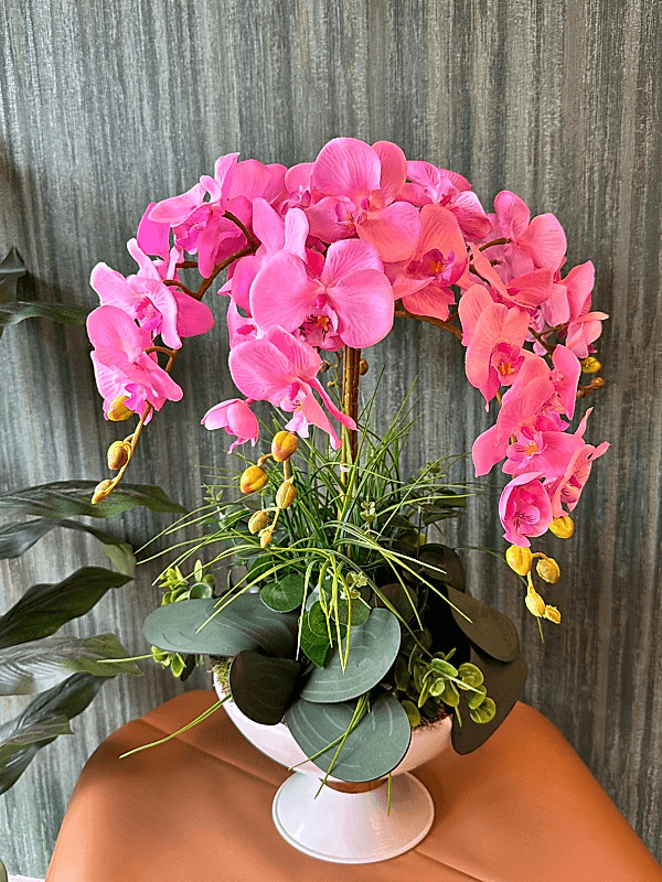  Gaziantep Çiçek Gönder - Metal Beyaz Vazoda 4 Dal Yapay Orkide