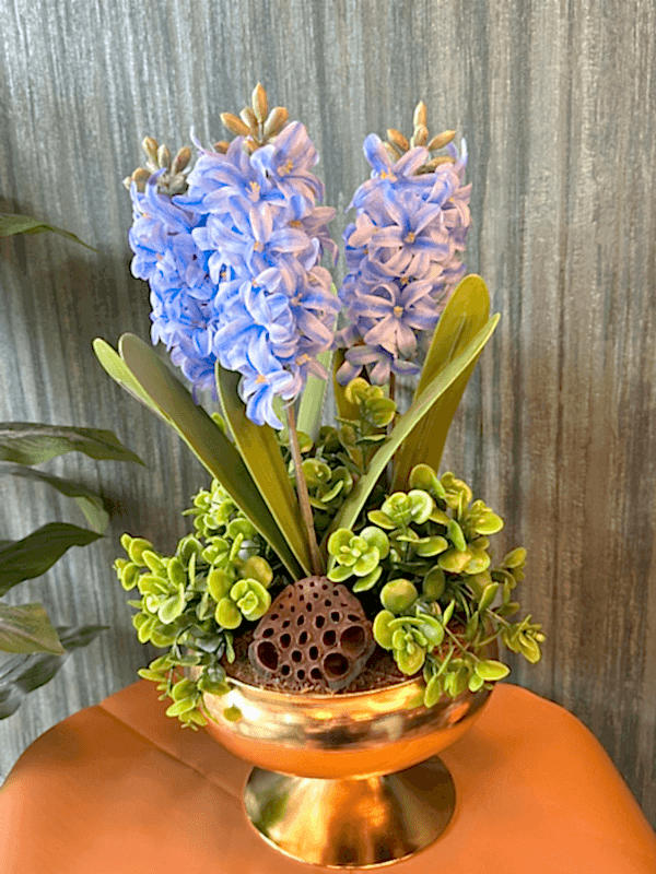  Gaziantep Florist - künstliche lila  Hyazinthenanordnung in Metallvase