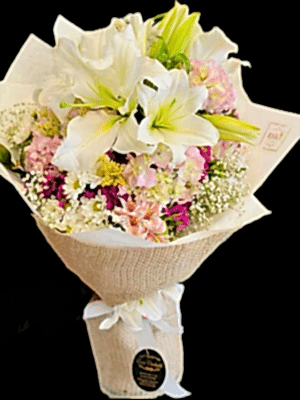  Gaziantep Çiçekçiler - 3 Dal Lilyum ve Soft Tonda Şık Buket 