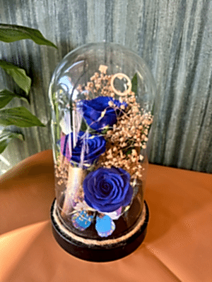  Gaziantep Çiçek Gönder - Fanusta  3 Lü Solmaz Mavi Gül 