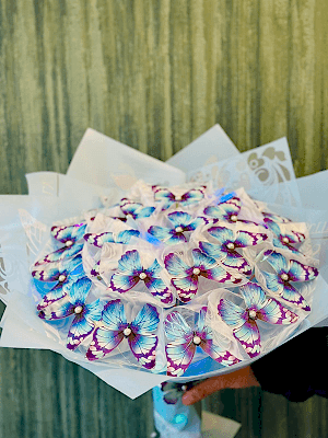 Gaziantep Çiçek Siparişi - Mavi Kelebek Buketi Ledli