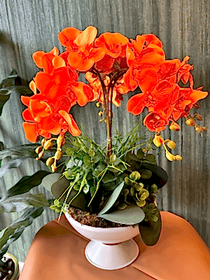  Gaziantep Çiçekler - Beyaz Vazoda Turuncu Yapay Orkide