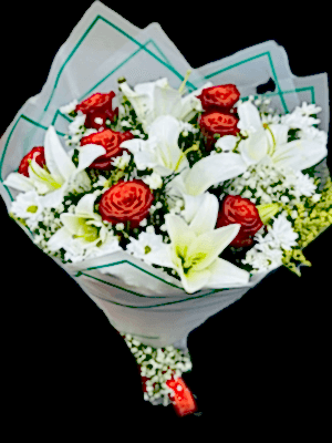  Gaziantep Çiçek Gönder - beyaz zambak ve kırmızı gül hakira tasarım