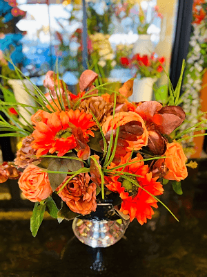  Gaziantep Çiçekçiler - Metal Vazoda Turuncu Tasarım