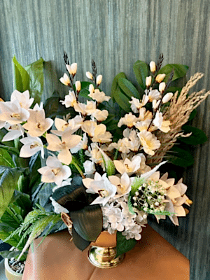  Gaziantep Çiçekler - Metal Gold Saksıda Yapay Orkide Tasarımı