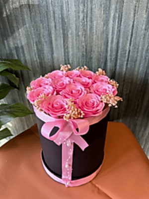  Gaziantep Çiçekler - Siyah Kutuda Pembe Solmaz Güller