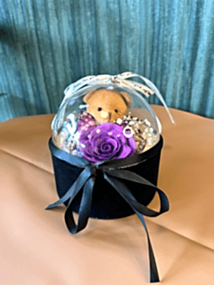  Gaziantep Çiçekler - Ufo Fanusta Solmaz Gül  ve Peluş Ayıcık